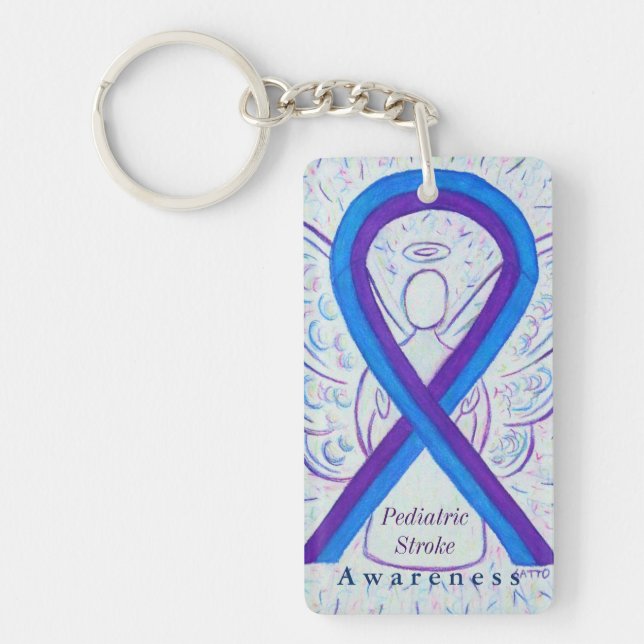 Pediatric Stroke Awareness Ribbon Custom Keychain (Front)