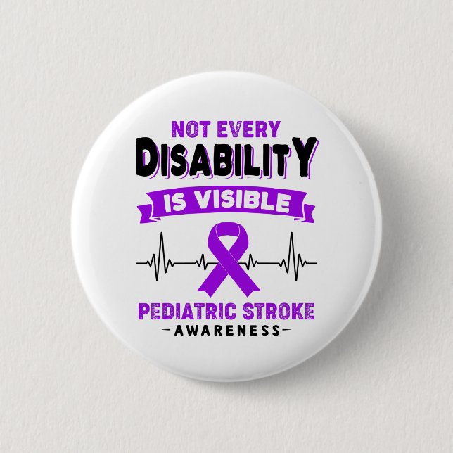 Pediatric Stroke Awareness Ribbon Support Gifts 2 Inch Round Button (Front)
