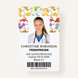 Pediatrician Cute Dinosaur Photo Badge