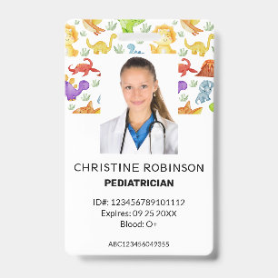 Pediatrician Cute Dinosaur Photo Badge
