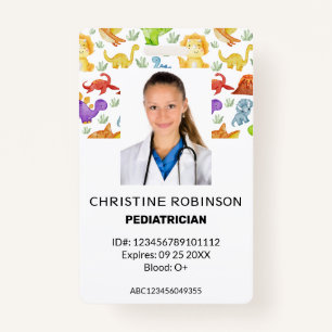 Pediatrician Cute Dinosaur Photo Badge