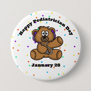 Pediatrician Day Dr. Teddy Bear Button