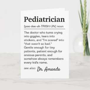 Pediatrician Definition Personalized Thank You Card