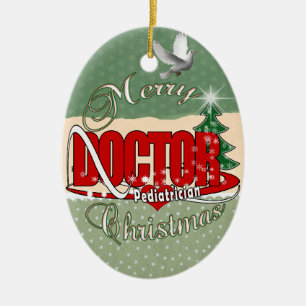 PEDIATRICIAN DOCTOR MERRY CHRISTMAS CERAMIC ORNAMENT
