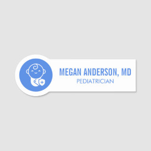 Pediatrician Doctor Name Tag Badge Blue Medical