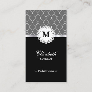 Pediatrician Elegant Black Lace Pattern Business Card
