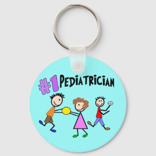 Pediatrician Gifts "# 1" Stick People Design Keychain