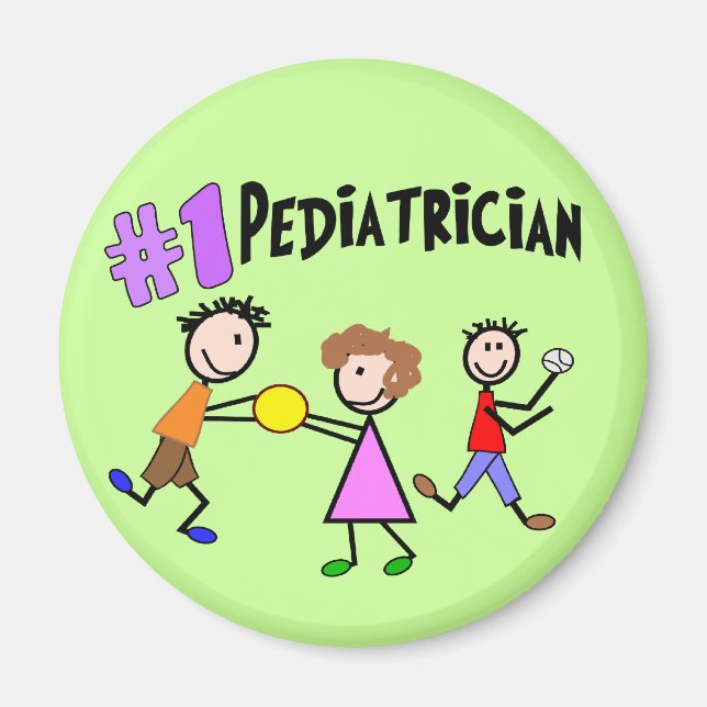 Pediatrician Gifts "# 1" Stick People Design Magnet (Front)