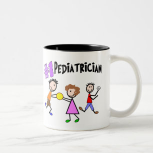 Pediatrician Gifts "# 1" Stick People Design Two-Tone Coffee Mug