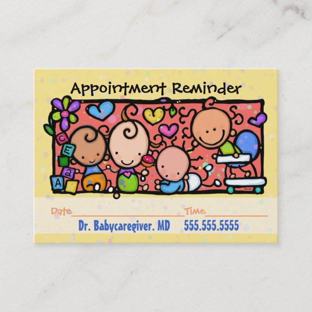 Pediatrician.Midwife.Appointment reminder. Appointment Card (Front)