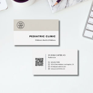 Pediatrician Pediatric Clinic Custom Logo QR Business Card