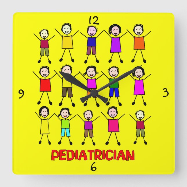 Pediatrician Stick Kids Clock (Front)