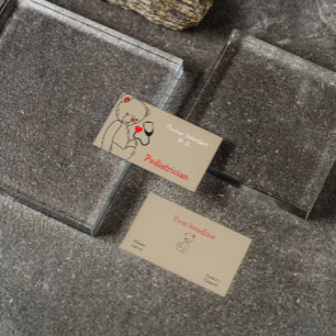 Pediatrician - teddy  and stethoscope business car card