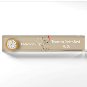 Pediatrician -  teddy  - stethoscope  nameplate