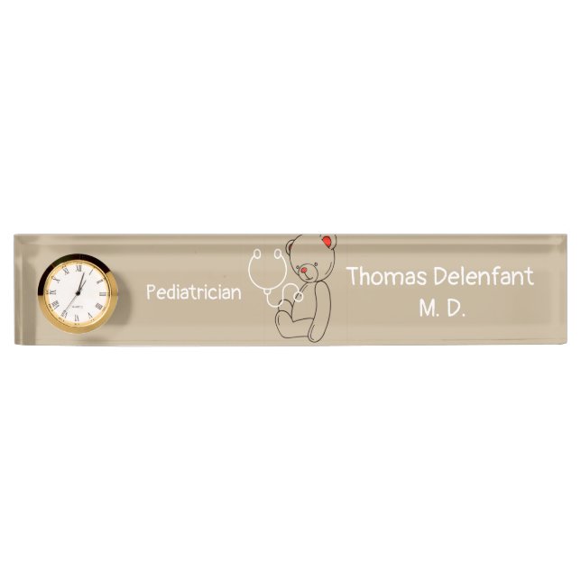 Pediatrician -  teddy  - stethoscope  nameplate (Front)