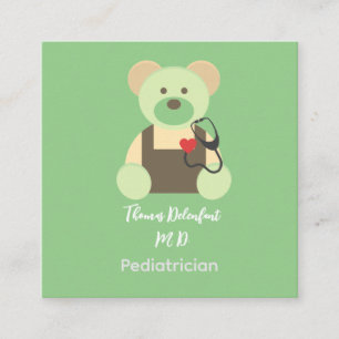 Pediatrician -  teddy  - stethoscope   square business card