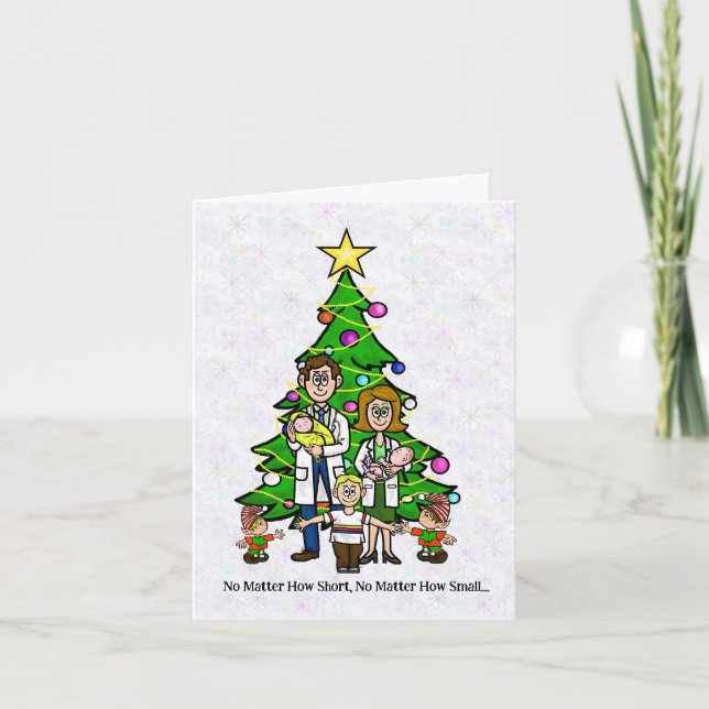 Pediatricians with Elves and Kids Christmas Card (Front)