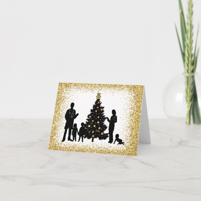 Pediatriciens Silhouette Carte de voeux de Noël (Devant)