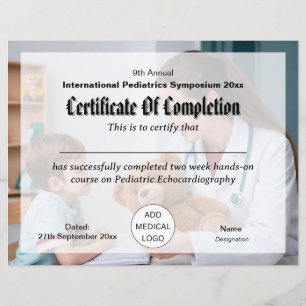 Pediatrics Child Physician Conference Certificate