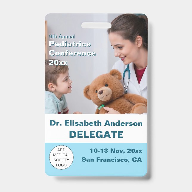 Pediatrics Child Physician Medical Conference Badge (Front)