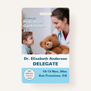 Pediatrics Child Physician Medical Conference Badge