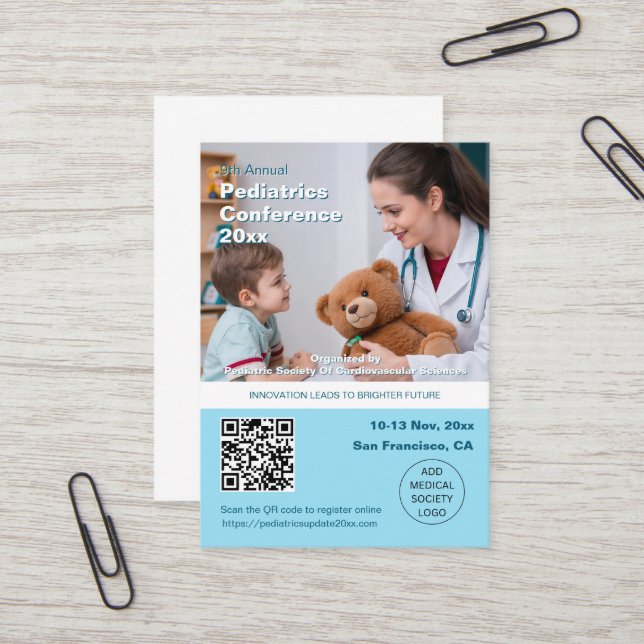 Pediatrics Child Physician Medical Conference Business Card (Front/Back In Situ)