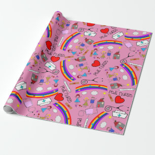 Pediatrics Nurse Gift Wrap Kids Art Theme