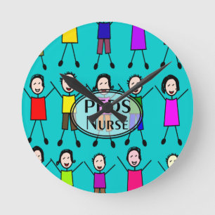 Pediatrics Nurse Stick Kids Design Round Clock