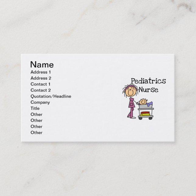 Pediatrics Nurse Tshirts and Gifts Business Card (Front)
