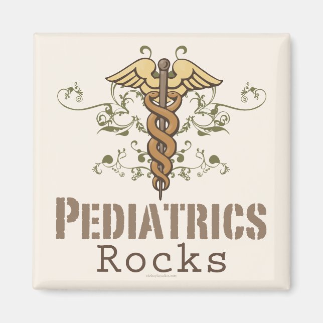 Pediatrics Rock Pediatricien Caduceus Magnet (Devant)