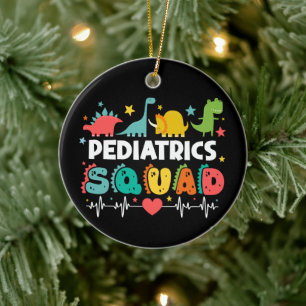 Pediatrics Squad Dinosaur Nurse Medical Team Funny Ceramic Ornament