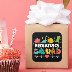 Pediatrics Squad Dinosaur Nurse Medical Team Funny Square Sticker