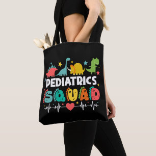 Pediatrics Squad Dinosaur Nurse Medical Team Funny Tote Bag