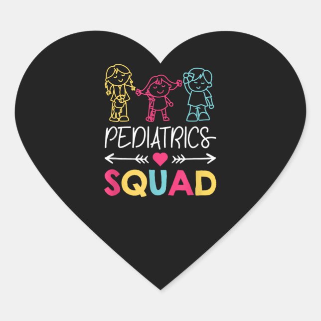 Pediatrics Squad Nurse Cute Heart Sticker (Front)