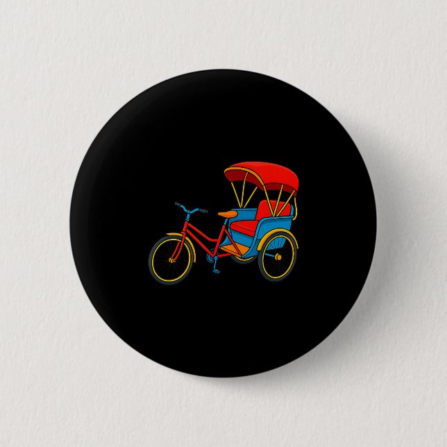 Pedicab Cycle Rickshaw Bike Taxi Premium Tri-blend 2 Inch Round Button (Front)