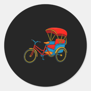 Pedicab Cycle Rickshaw Bike Taxi Premium Tri-blend Classic Round Sticker