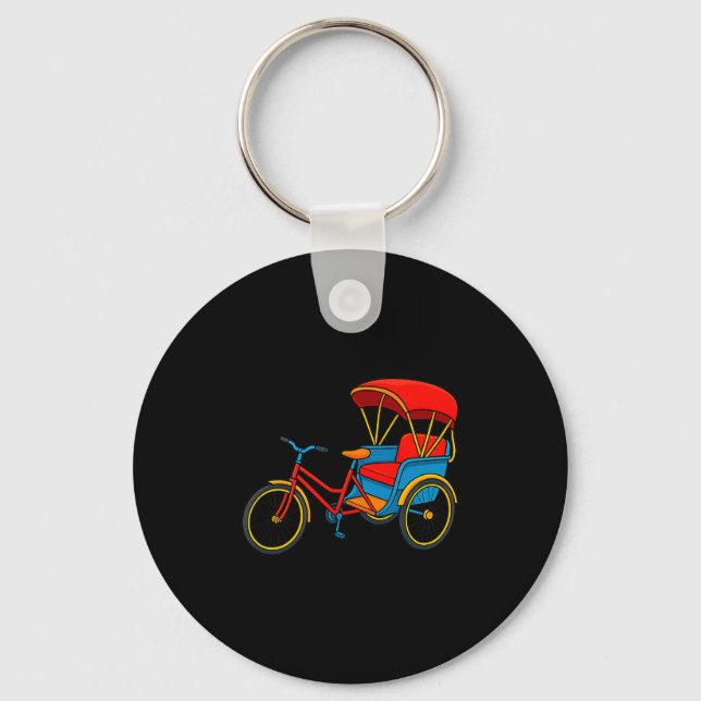 Pedicab Cycle Rickshaw Bike Taxi Premium Tri-blend Keychain (Front)