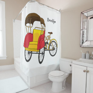 Pedicab rickshaw cartoon illustration