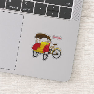 Pedicab rickshaw cartoon illustration