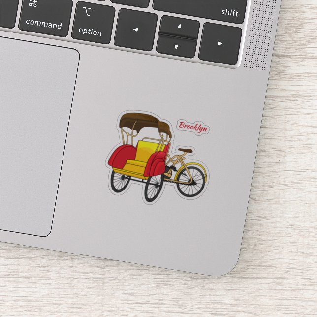 Pedicab rickshaw cartoon illustration (Detail)