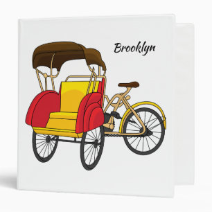 Pedicab rickshaw cartoon illustration binder