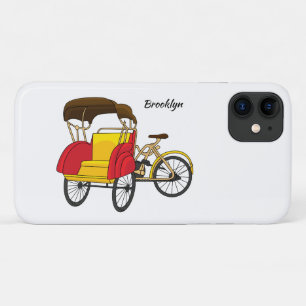 Pedicab rickshaw cartoon illustration iPhone 11 case
