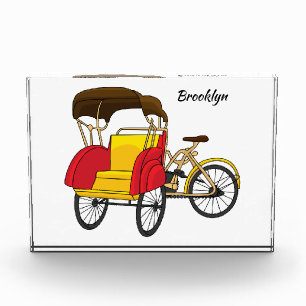 Pedicab rickshaw cartoon illustration photo block