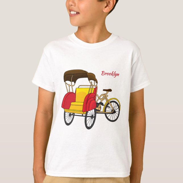 Pedicab rickshaw cartoon illustration T-Shirt (Front)