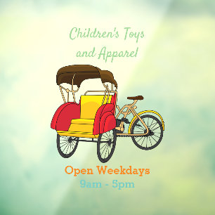 Pedicab rickshaw cartoon illustration window cling