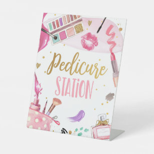 Pedicure Station Spa Party Makeup Glamour Birthday Pedestal Sign