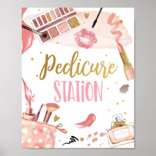 Pedicure Station Spa Party Makeup Glamour Birthday Poster