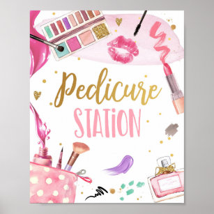 Pedicure Station Spa Party Makeup Glamour Birthday Poster