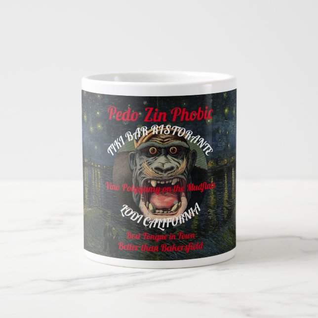 Pedo Zin Phobic Tiki Bar Ristorante Lodi CA Large Coffee Mug (Front)