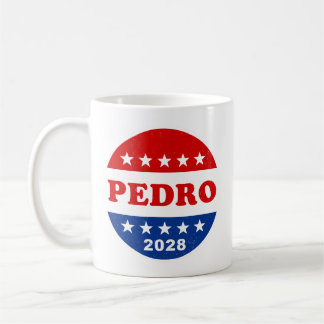 Pedro 2028 Red White Blue Retro Button Coffee Mug
